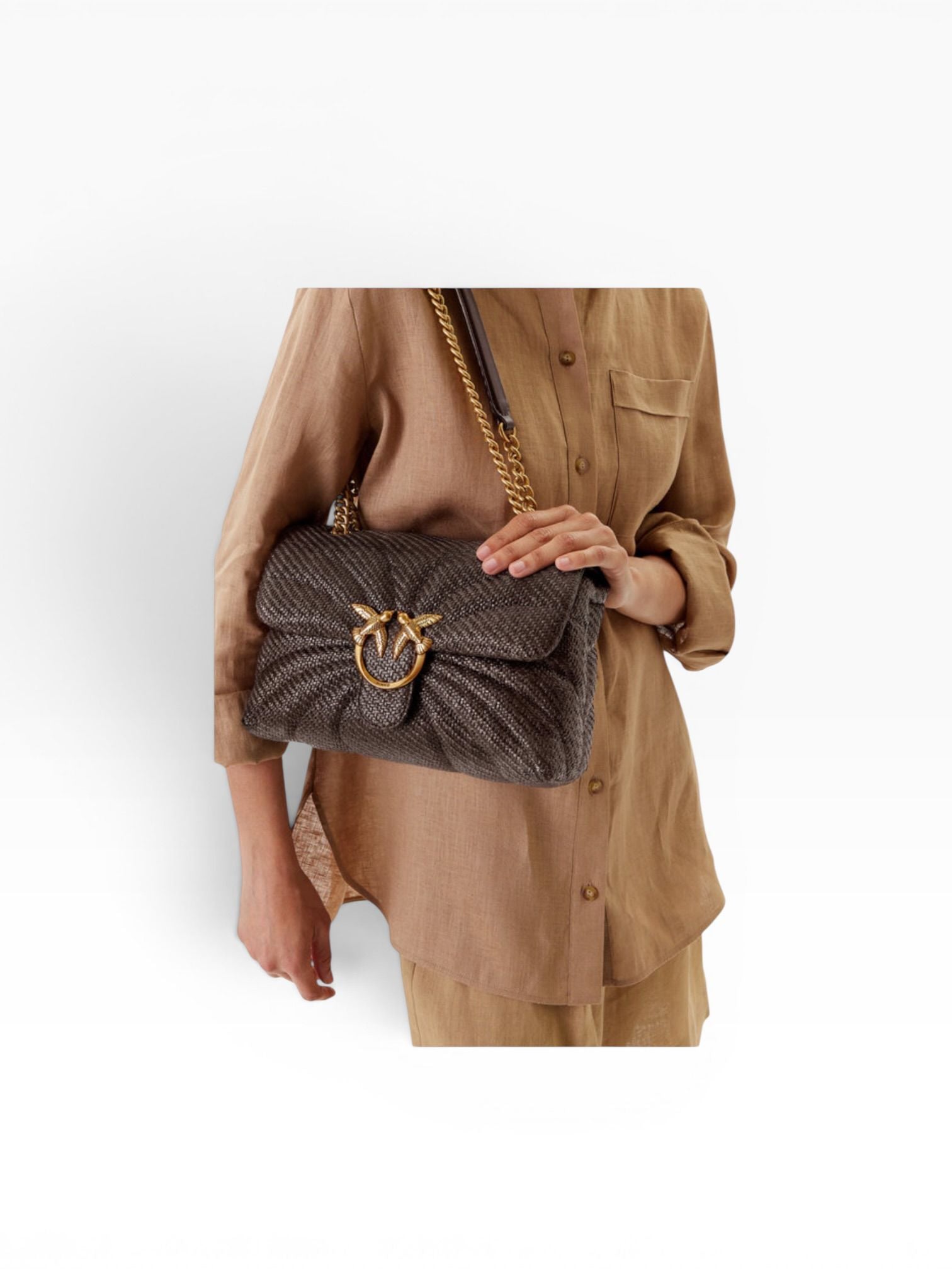 BORSA DONNA “PINKO ” LOVE PUFF CLASSIC RAFIA BUTTERFLY TESTA DI MORO