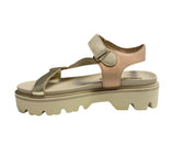 SANDALI DONNA “BLAUER ” ELSIE07 PRIMAVERA ESTATE 2025 PELLE BEIGE/PLATINO