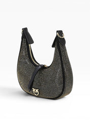 BORSA DONNA “PINKO ” BRIOCHE HOBO MINI Z99U NERO SATIN+STRASS