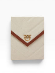 BORSA POCHETTE DONNA “PINKO ” FLAT PURSE HANDLE CANVAS CHEVRON CL1Q BEIGE/MARRONE