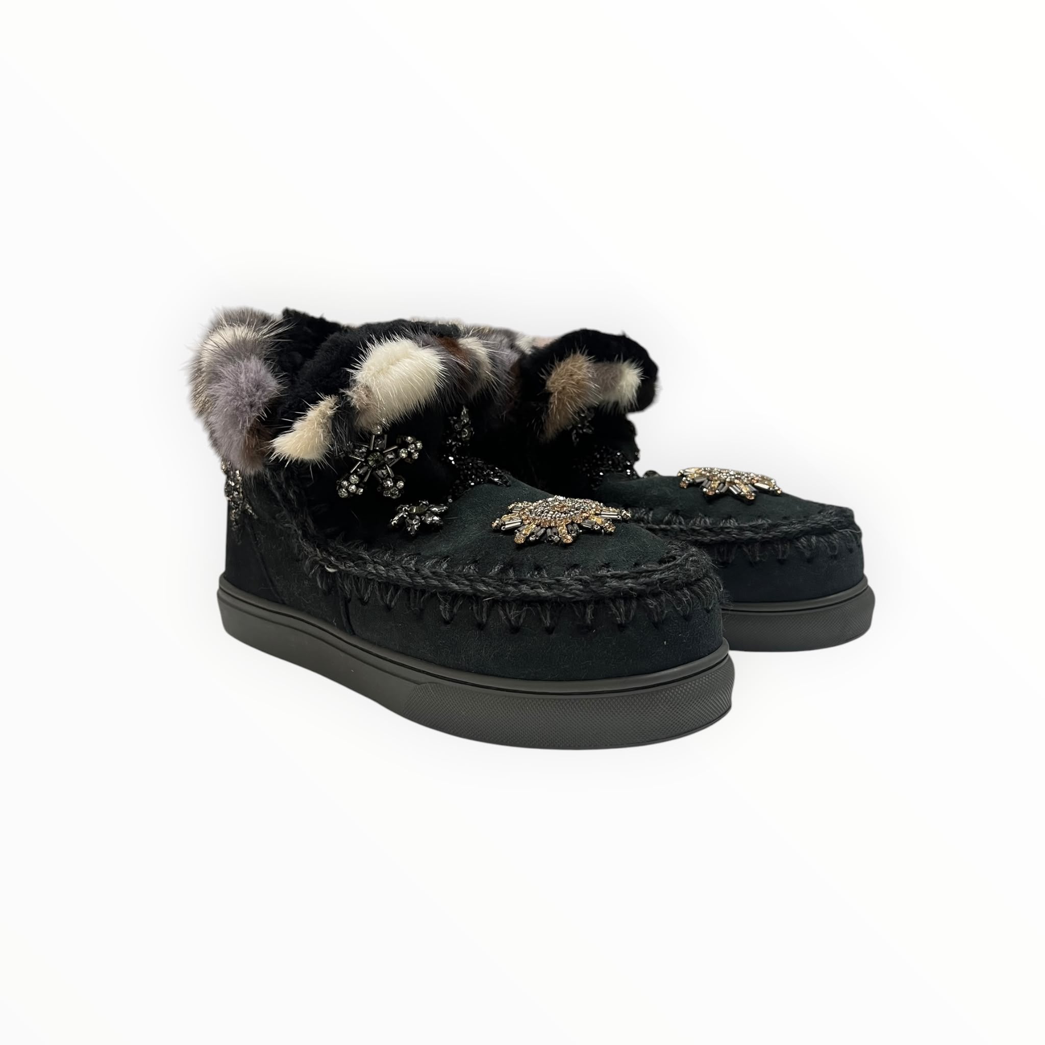 Stivaletti Donna "MOU" MU.FW111006A Eskimo Snraker Star Pacthes&mink NERO
