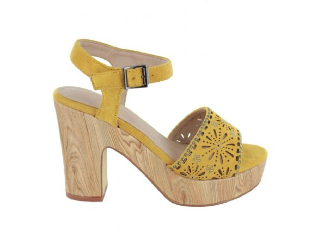 SANDALI TACCO  ZEPPA DONNA “MENBUR” 20491 PRIMAVERA ESTATE 2025 SENAPE