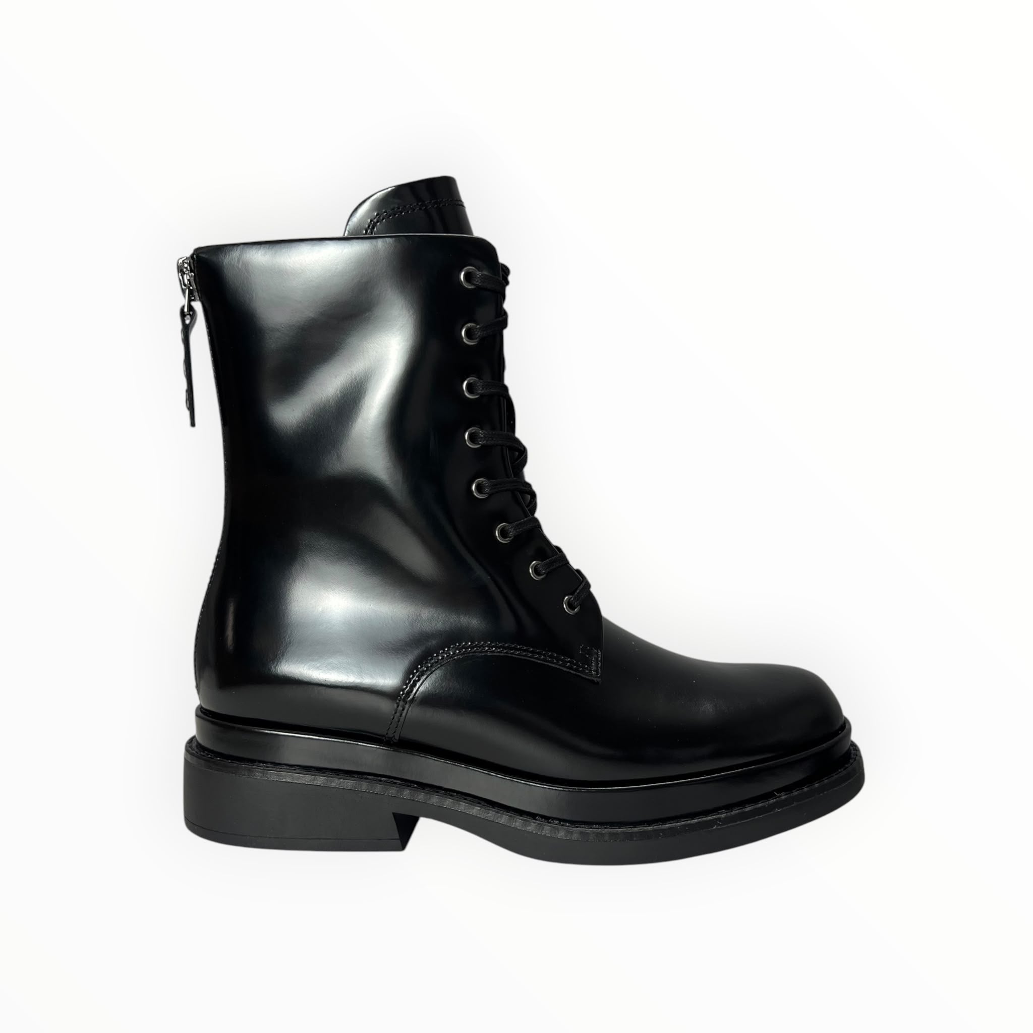 Stivaletti Anfibio Donna “ELVIO ZAN" EC0801X Pelle Abrasivato Nero