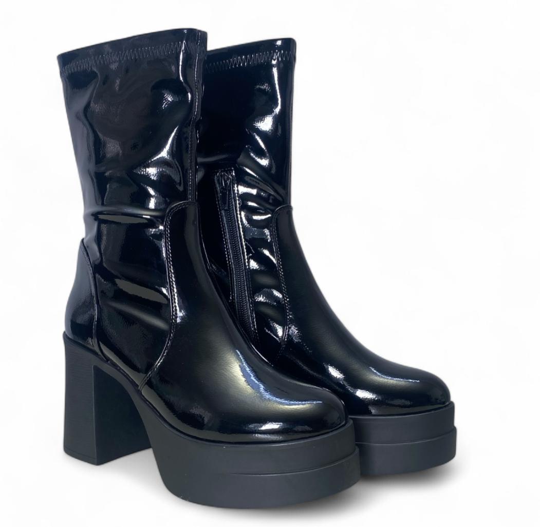 Stivaletti Donna “APEPAZZA" F3PRETTY01/PAT Petra Elasticizzati Vernice Nero