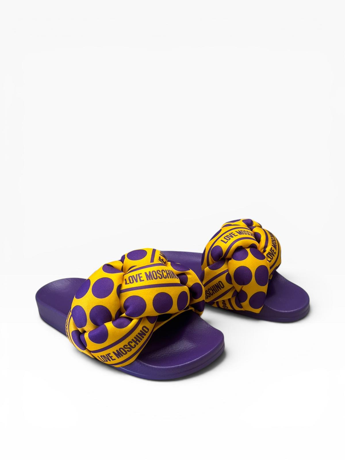 Sandali Ciabatte Donna "LOVE MOSCHINO" JA28272G0IIW040A Sabotd Pool 25 Foulard Lilla/Giallo