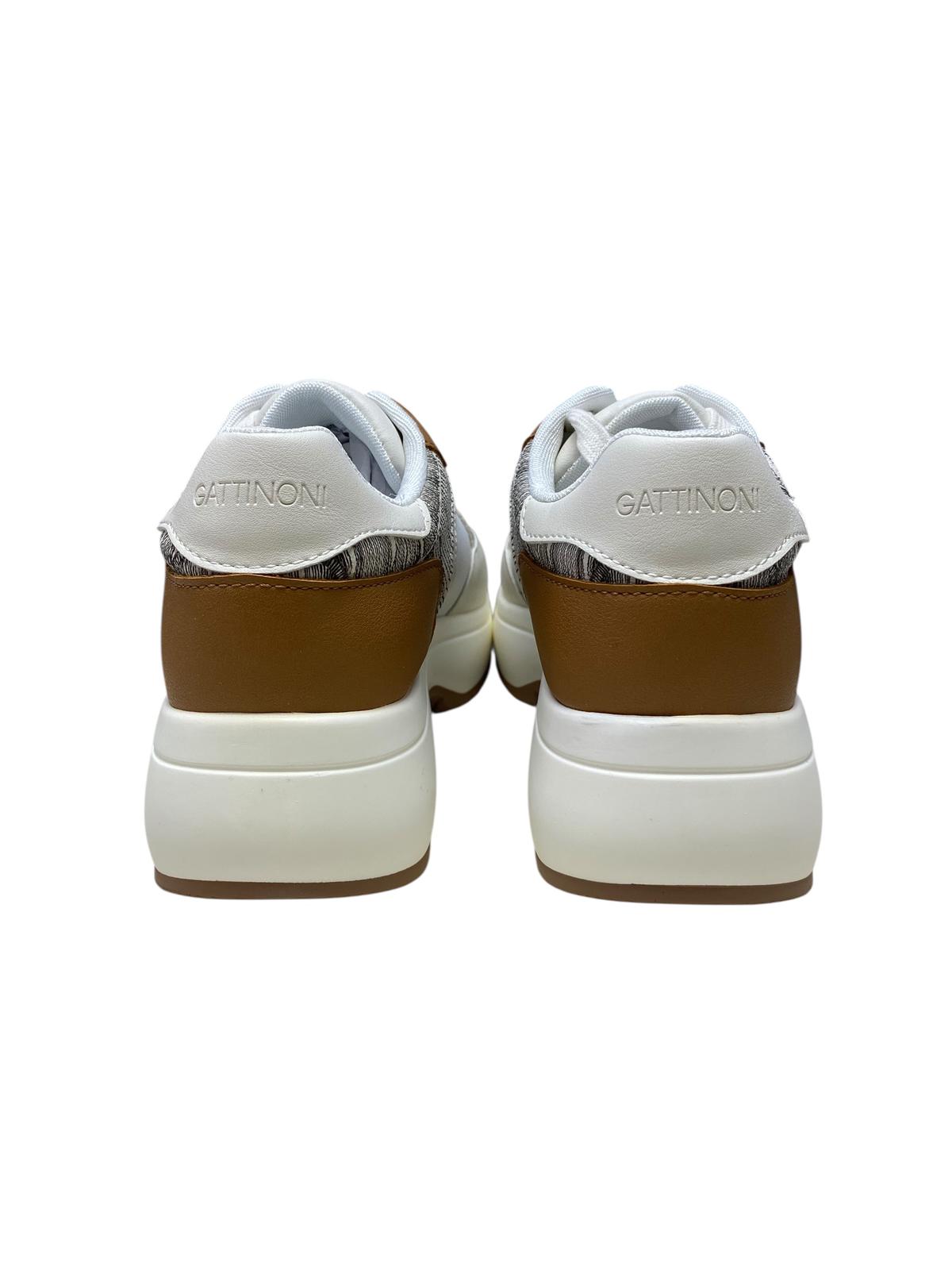 Sneakers Donna "GATTINONI CIRCUS" Dafne Tech QS42 Bianco/Cuoio