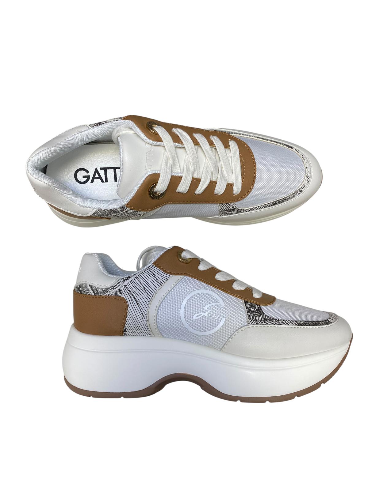 Sneakers Donna "GATTINONI CIRCUS" Dafne Tech QS42 Bianco/Cuoio