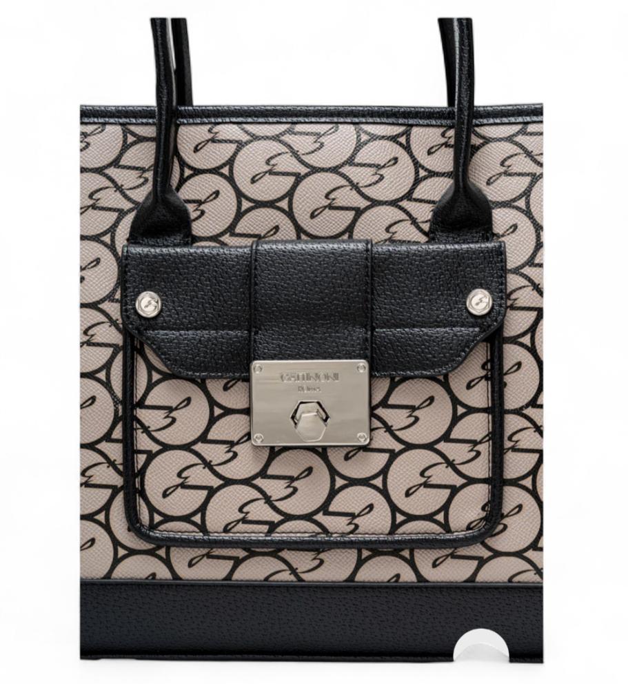 Borsa Donna “GATTINONI ROMA” Shaked Large Shopping Nero/Beige