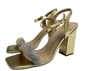 SANDALI GIOIELLO DONNA “MENBUR” 23804 LAMINATO ORO/STRASS PRIMAVERA/ESTATE 2025