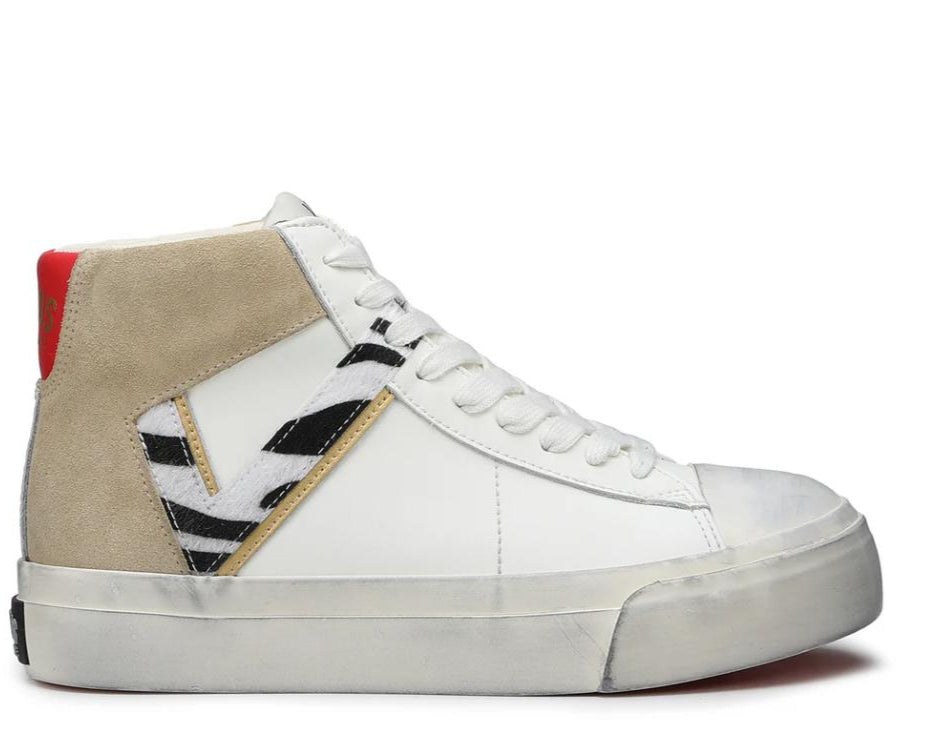 Sneakers Donna “VIRTUS PALESTRE” Rubby Mid Leather/Suede Bianco/Beige-zebra
