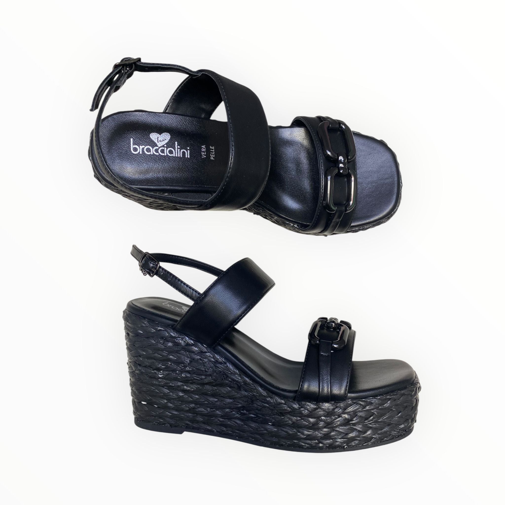 Sandali Zeppa DONNA “BRACCIALINI” BA67  Nero