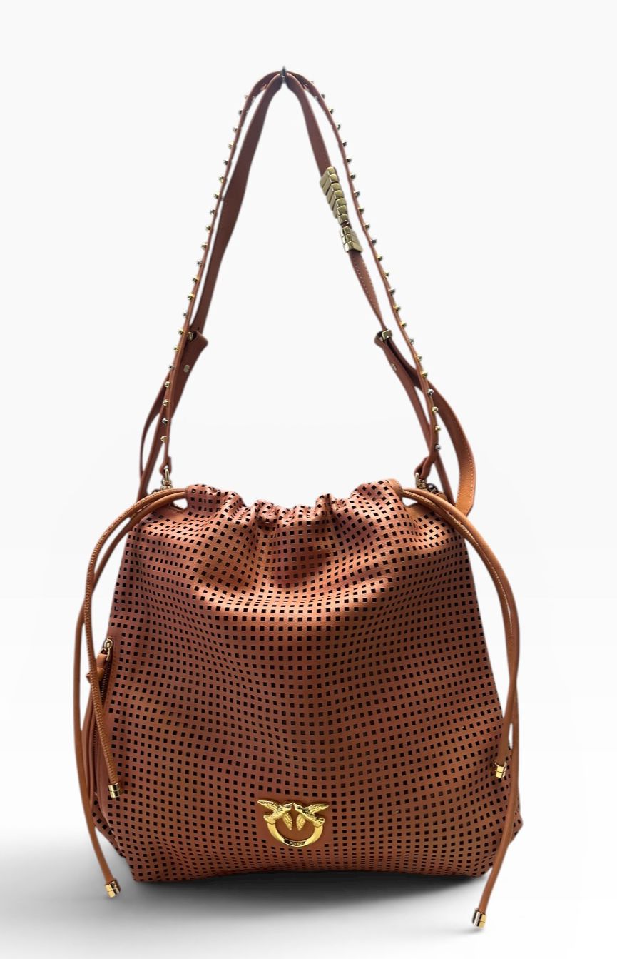 BORSA DONNA “PINKO ” SLOUCHY CLASSIC BAG PELLE TRAFORATA A57A ORANGE