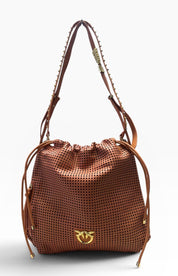 BORSA DONNA “PINKO ” SLOUCHY CLASSIC BAG PELLE TRAFORATA A57A ORANGE