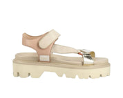 SANDALI DONNA “BLAUER ” ELSIE07 PRIMAVERA ESTATE 2025 PELLE BEIGE/PLATINO