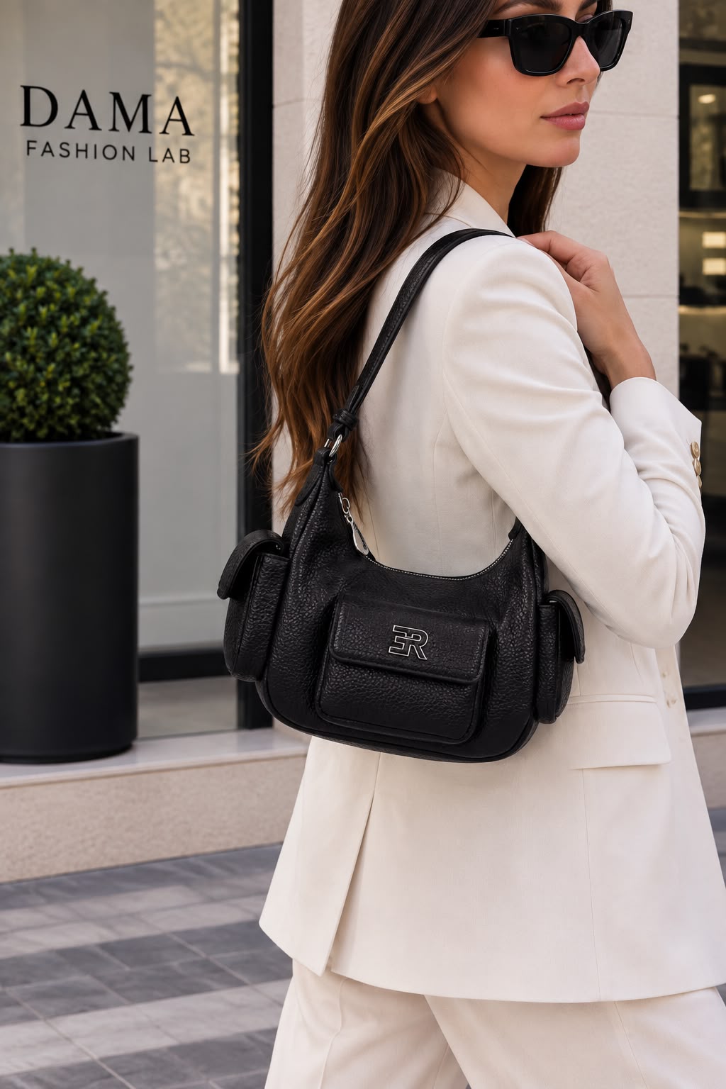 BORSA DONNA “ERMANNO SCERVINO FIRENZE” SMALL HOBO ANNA NERO