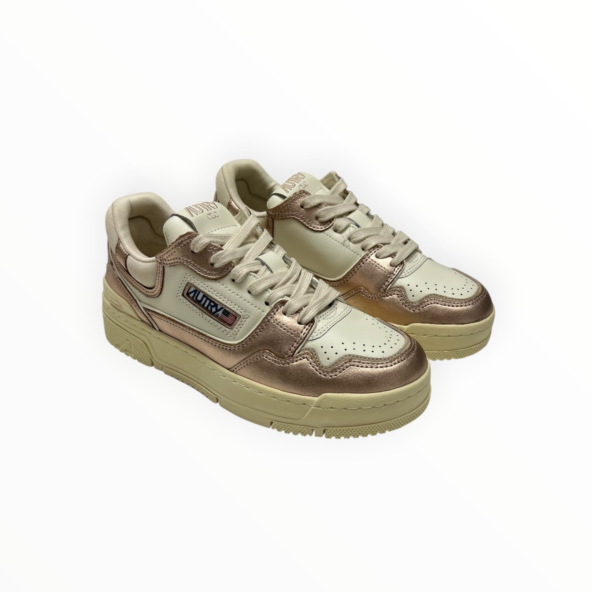 SNEAKERS DONNA “AUTRY” CLC ROLW MB03 PELLE BIANCO/PLATINO