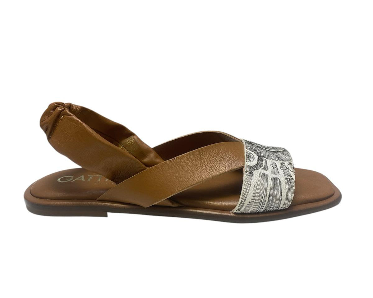 SANDALI CIABATTE DONNA “GATTINONI CIRCUS” HANNA27 PRIMAVERA ESTATE 2025 VERA PELLE CUOIO