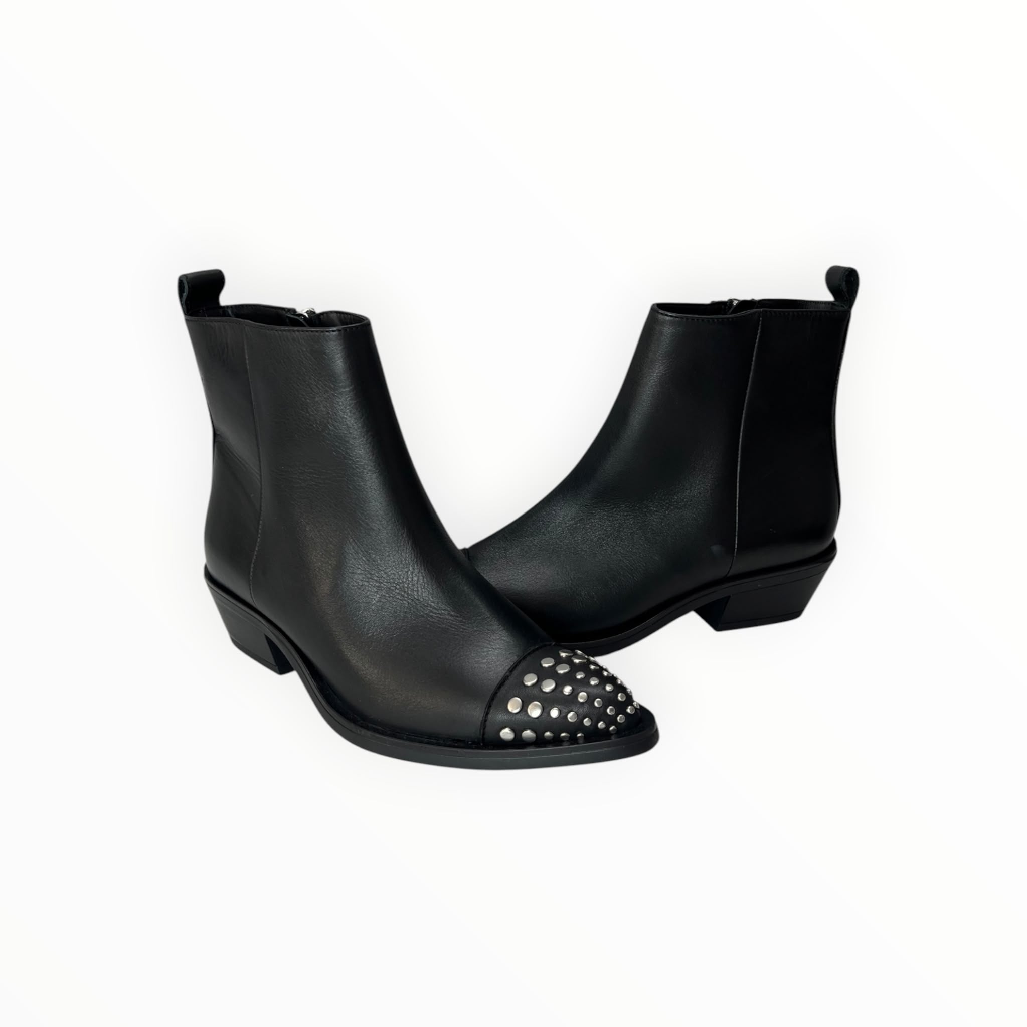 Stivaletti Texani Donna “CARMENS” Kelly Studs 56306 Pelle Nero