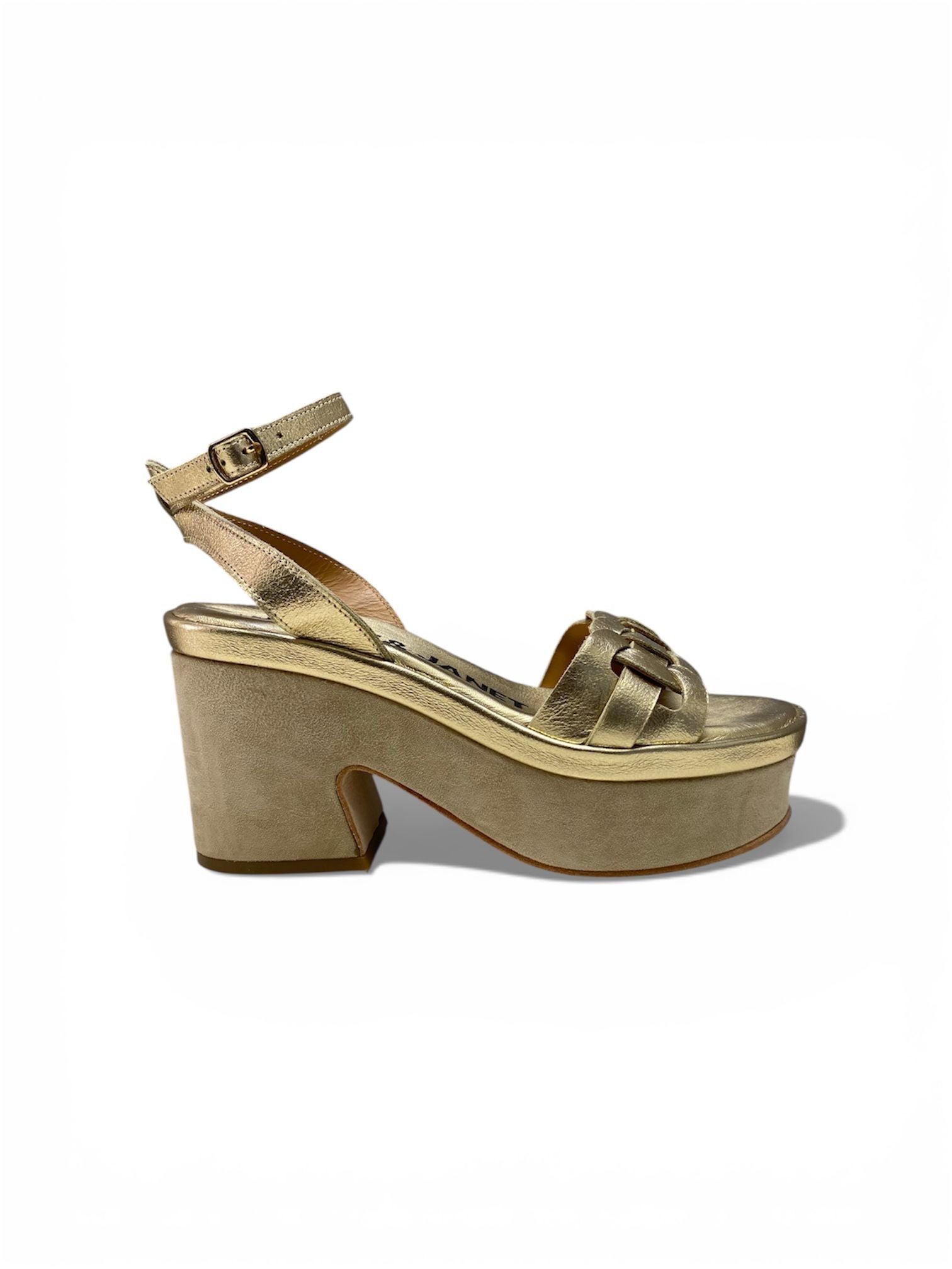 Sandali Donna "JANET & JANET" J-152 CLAIRE Vera Pelle Laminato Oro