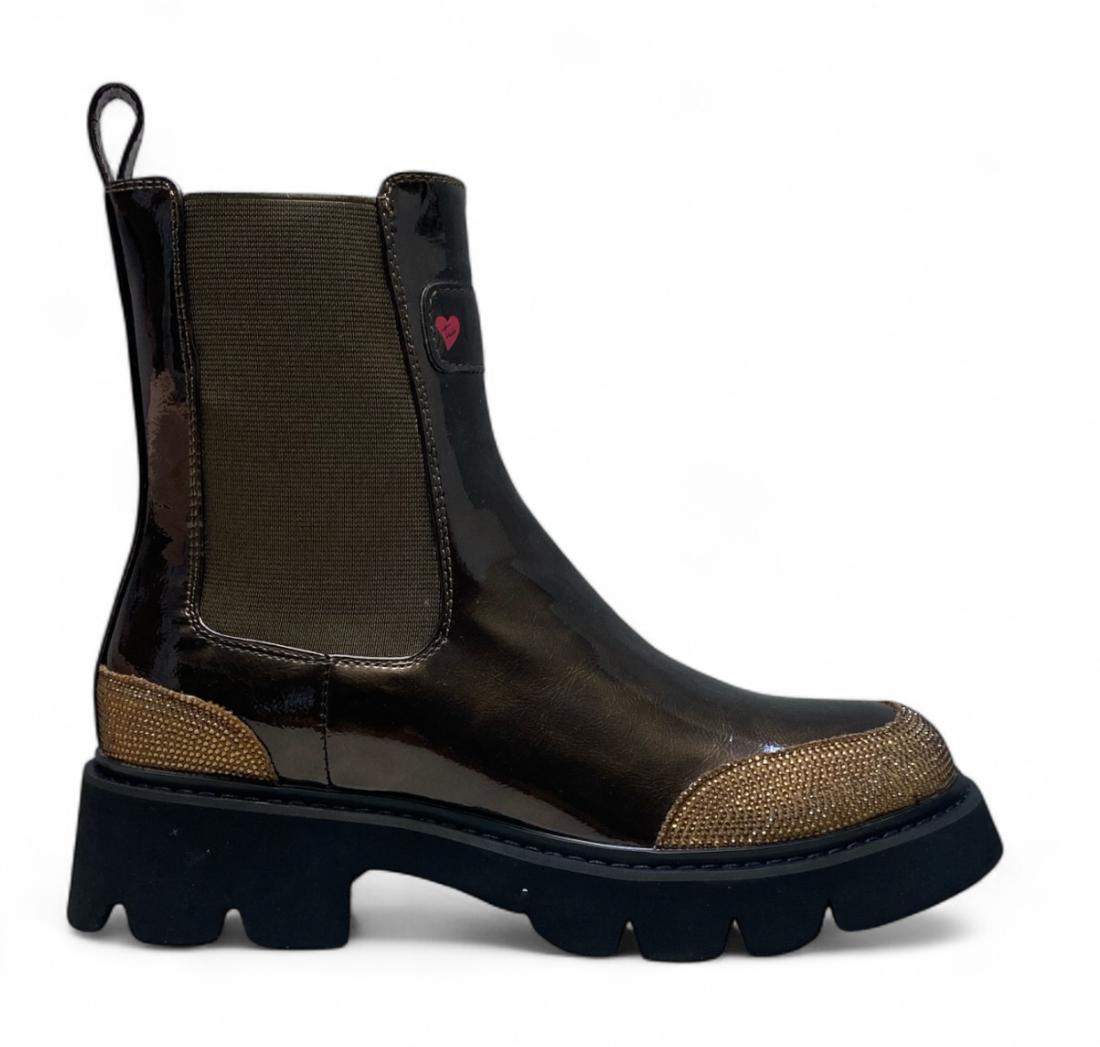 Stivaletti Beatles Donna “BRACCIALINI” L41  Vernice Bronzo/Oro