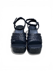 Sandali Zeppa Donna “ANTOLINA” AN13021.001 Rafia Pergamena Nero