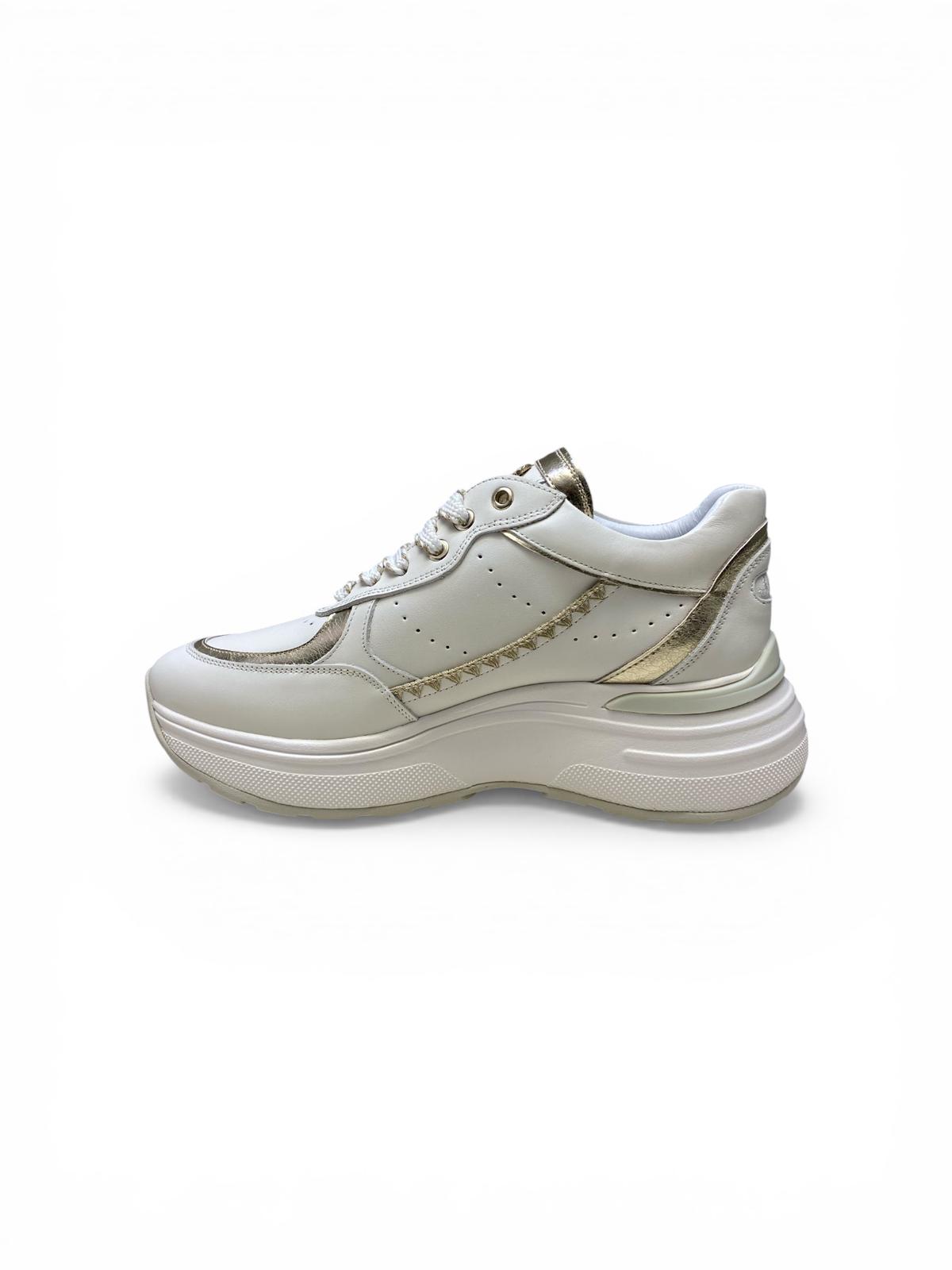 Sneakers Donna "JANET & JANET" J-060 Vera Pelle Bianco  Oro