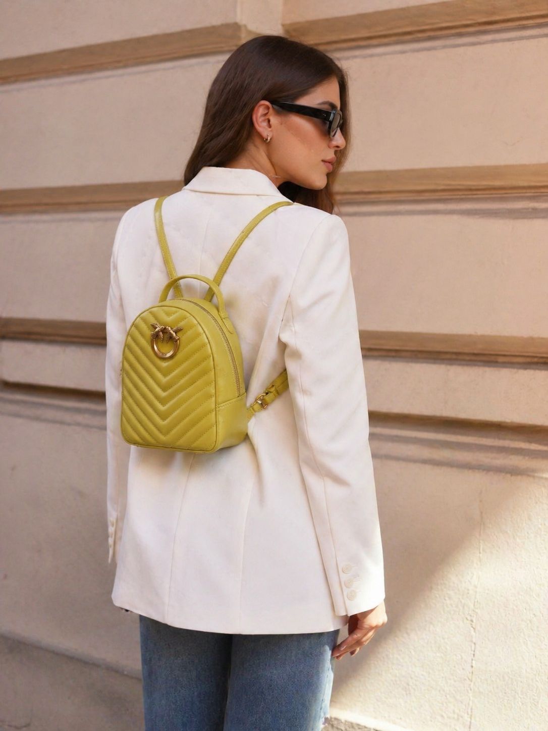 BORSA ZAINO DONNA “PINKO ” LOVE CLICK MINI BACKPACK T59Q VITELLO NAPPATO VERDE LIME