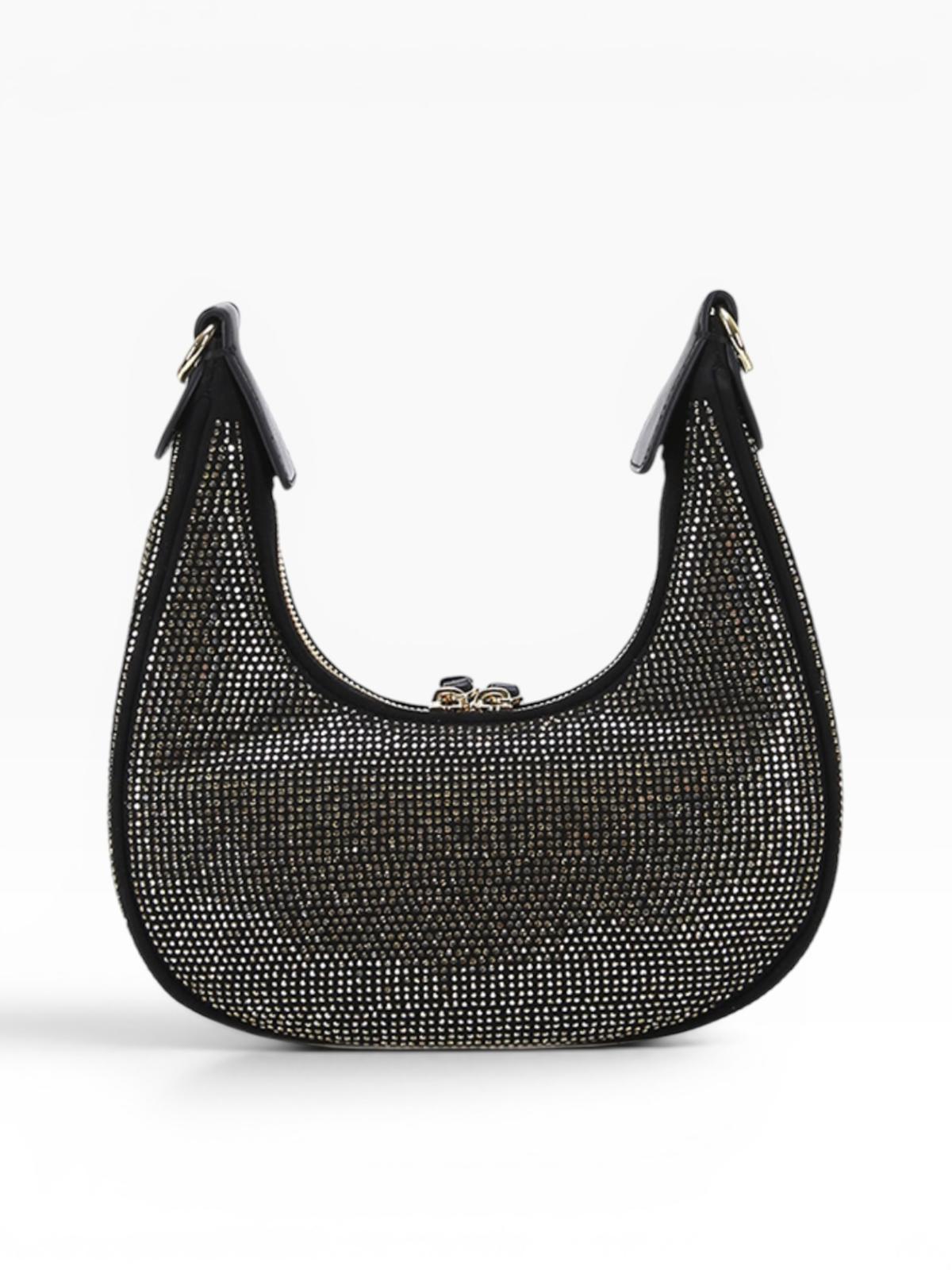 BORSA DONNA “PINKO ” BRIOCHE HOBO MINI Z99U NERO SATIN+STRASS