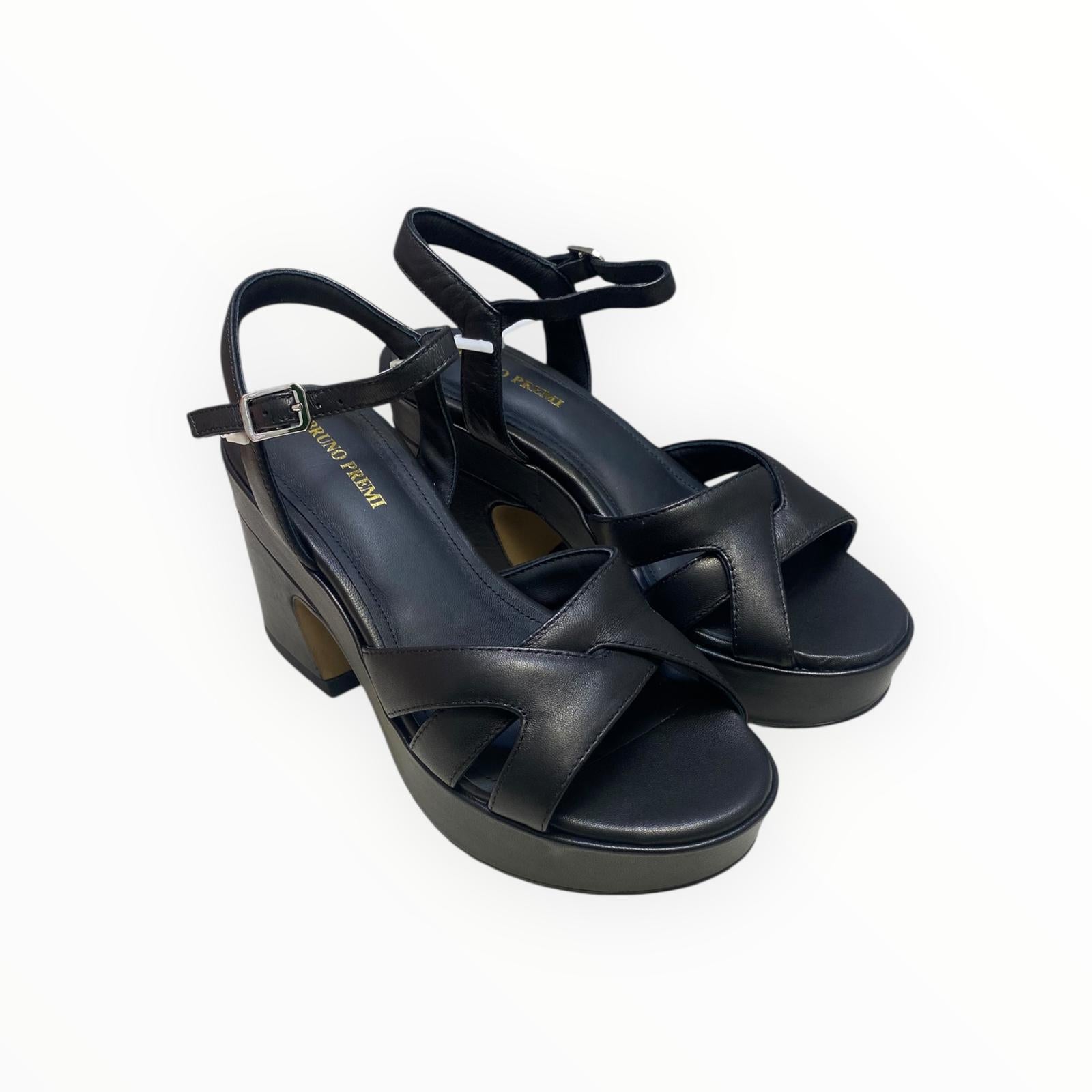 Sandali Tacco Zeppa Donna “BRUNO PREMI” BH2905X Nappa Nero