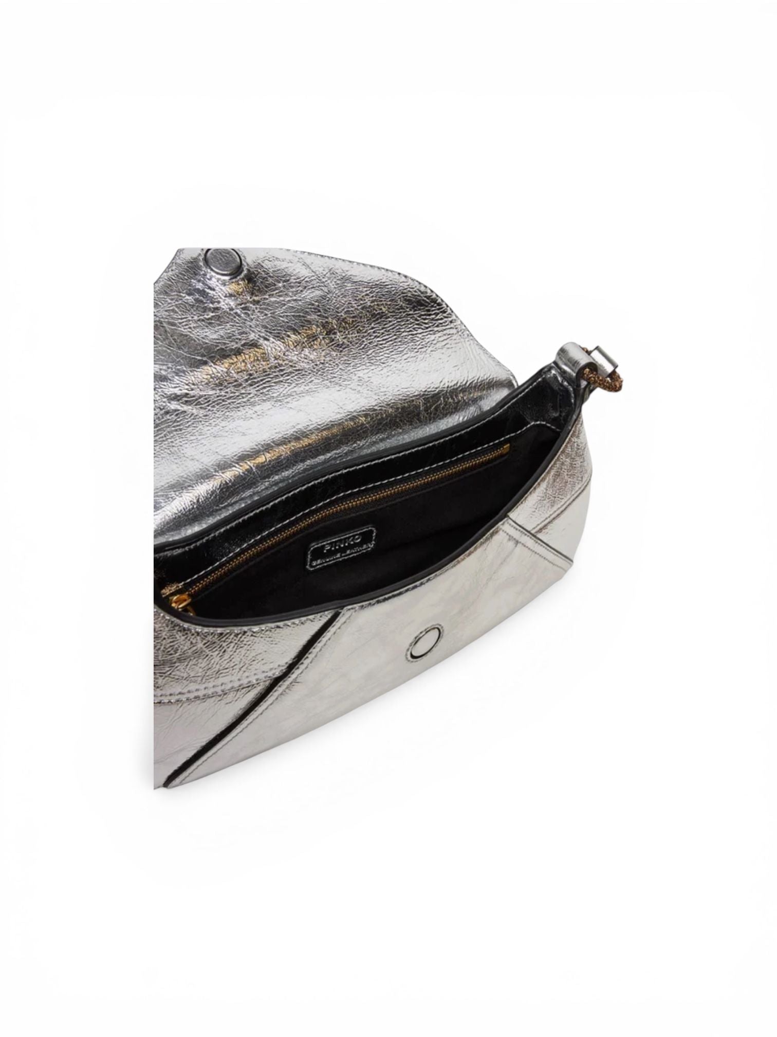 BORSA DONNA “PINKO ” 520 SHOULDER CLASSIC FL PELLE LAMINATO ARGENTO