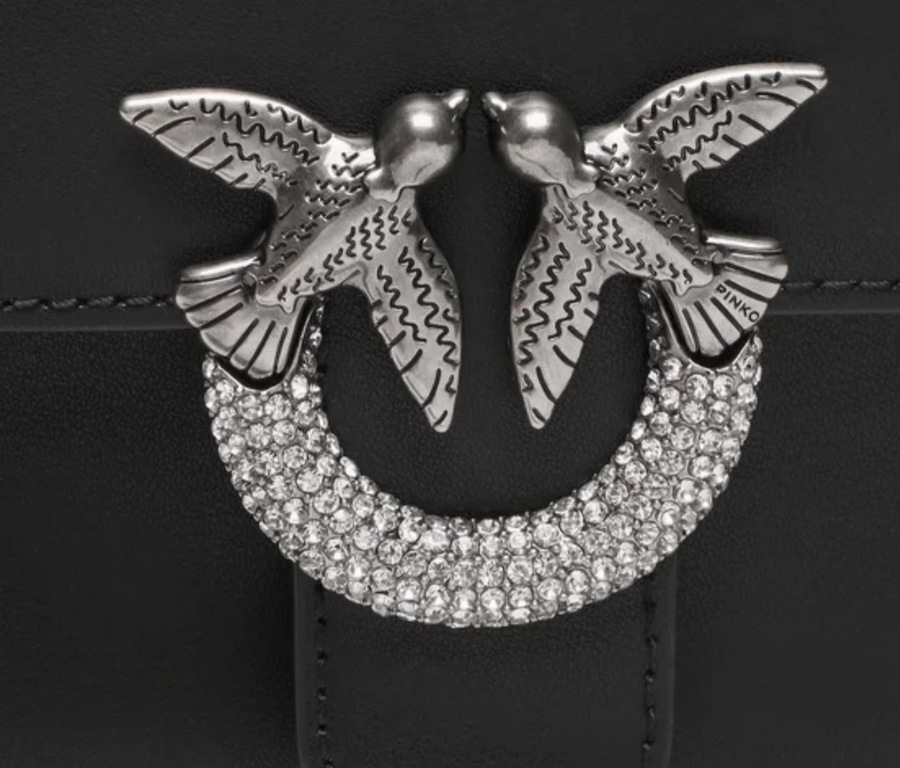 BORSA DONNA “PINKO ”LOVE ONE TOP HANDLE MINI LIGHT A10I Z990 PELLE NERO STRASS