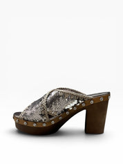 Sandali Tacco Plateau Donna "MO.HIGHWOODDSEQRH SEQGUN  Pailletes Argento/Bronzo