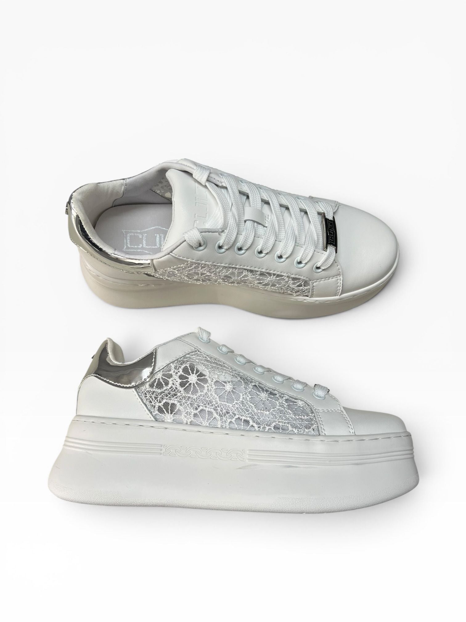 SNEAKERS DONNA “CULT” CLW442600 PEARL LOW PELLE BIANCO/SILVER