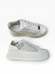 SNEAKERS DONNA “CULT” CLW442600 PEARL LOW PELLE BIANCO/SILVER