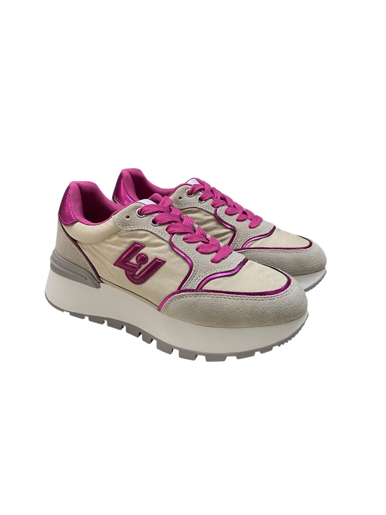 SNEAKERS DONNA “LIU JO” AMAZING 25 S3649 SUEDE/NYLON TAUPE/FUXIA