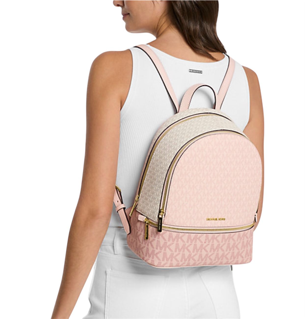 Zaino Donna “MICHAEL KORS” RHEA ZIP Medium Backpack 35S5GRAB6V PWD BLSH Multi Rosa