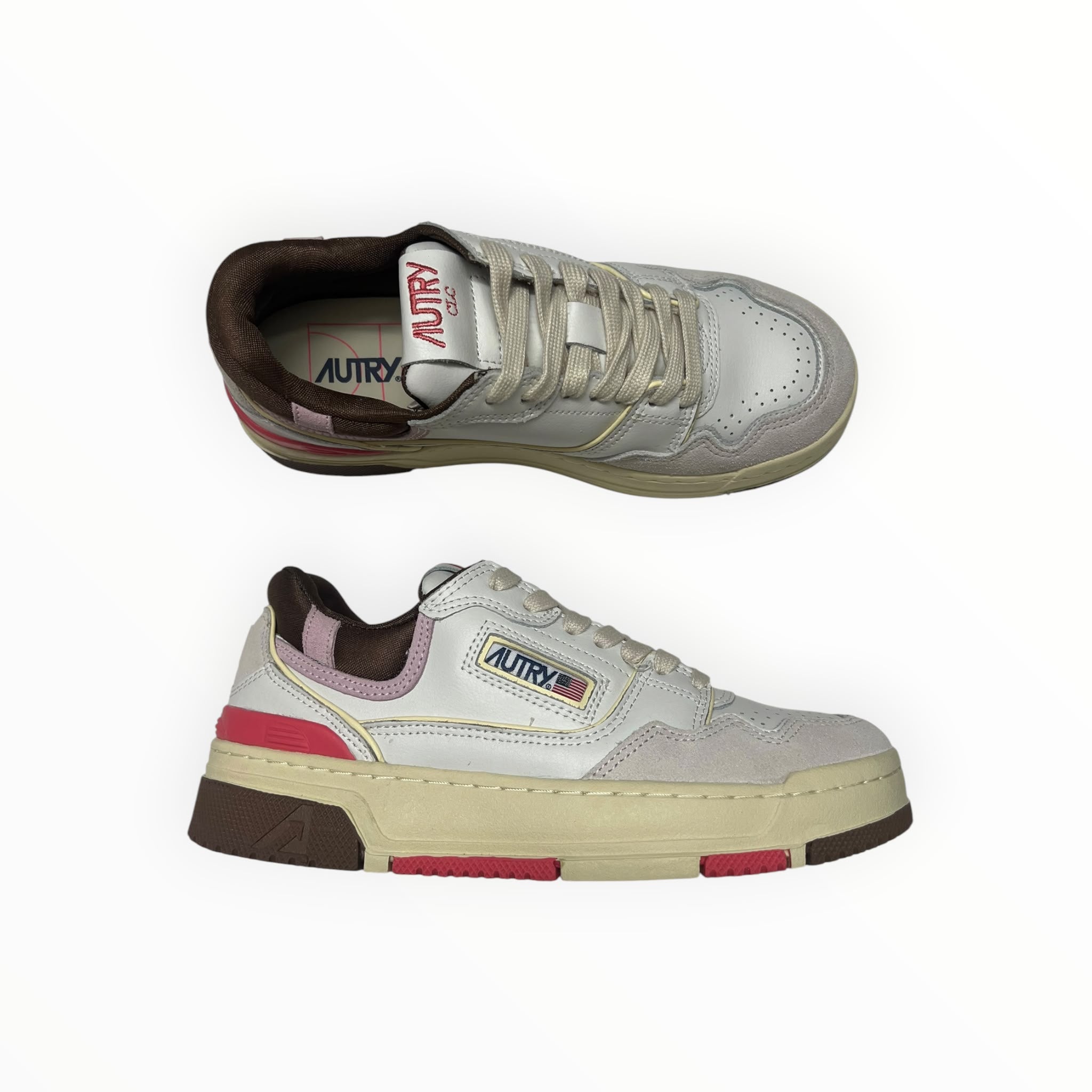 SNEAKERS DONNA “AUTRY” CLC ROLW MM35 PELLE BIANCO/ROSA