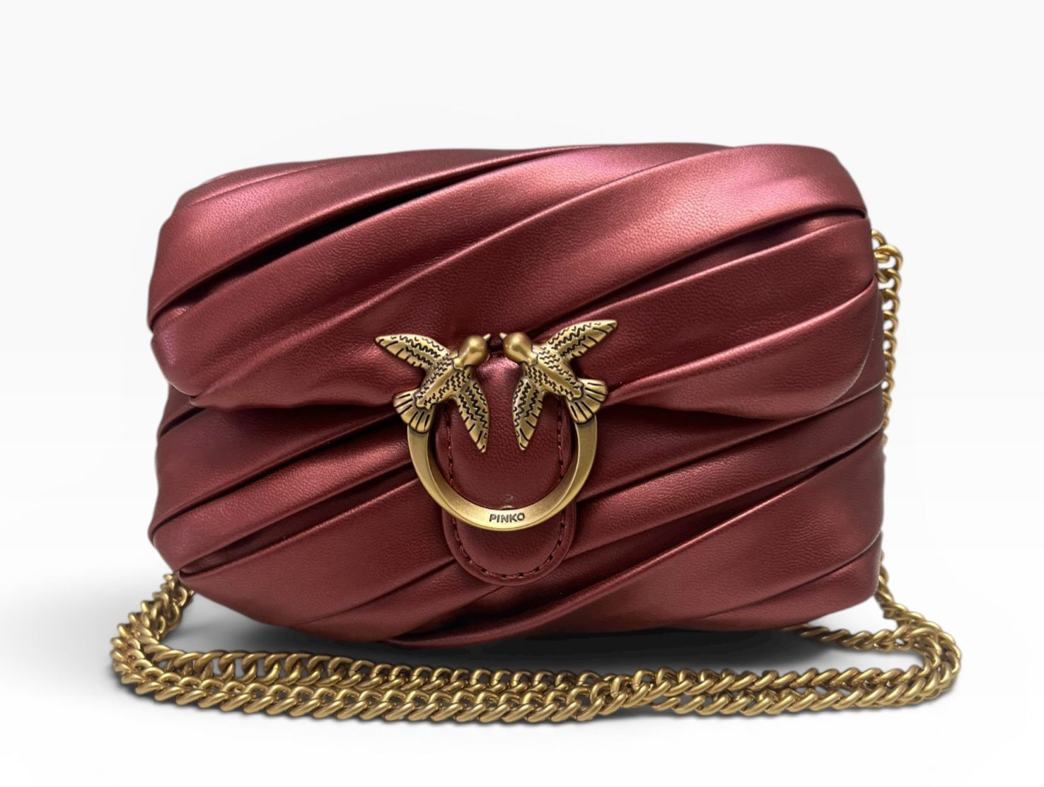 BORSA DONNA “PINKO ” LOVE PUFF MICRO METAL B08Q BORDEAUX