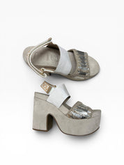 Sandali Tacco Plateau Donna "MOU" MU.SW281000C HIGH HEEL CUTSIL Bianco/Argento/Beige