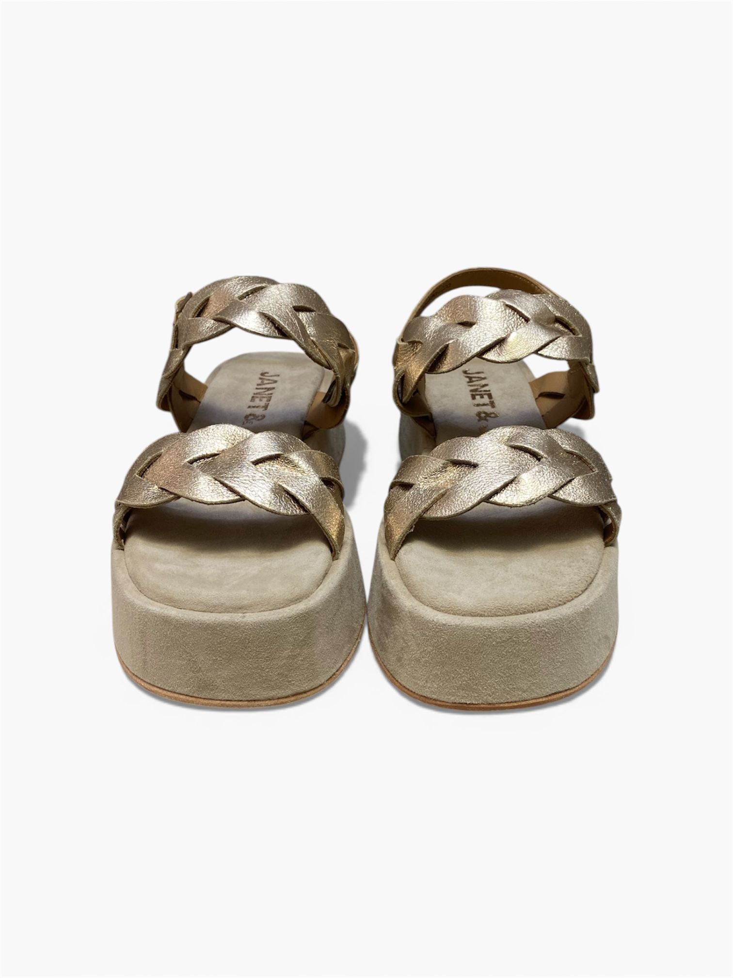 Sandali Donna "JANET & JANET" J-120 IVETTE Vera Pelle Laminato Oro