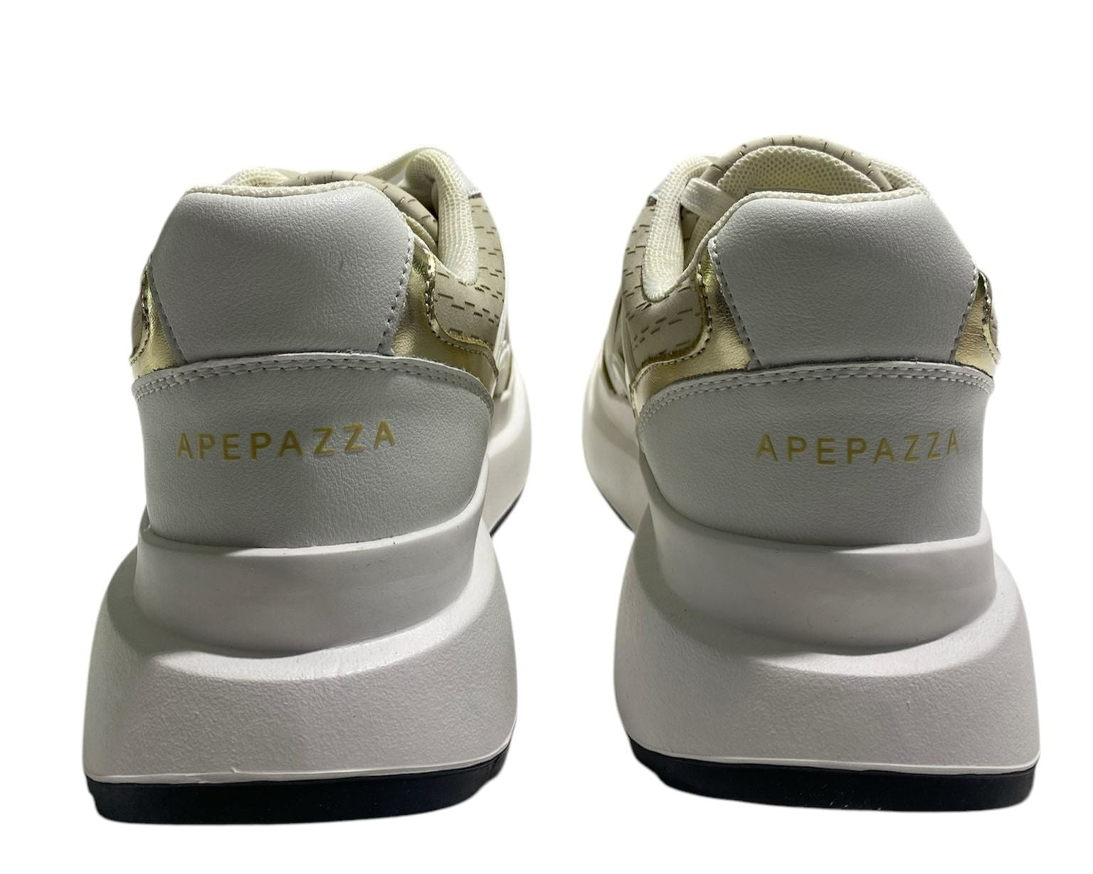 SNEAKERS DONNA “APEPAZZA ” CLOTILDE VERA PELLE BIANCO/ORO/BEIGE