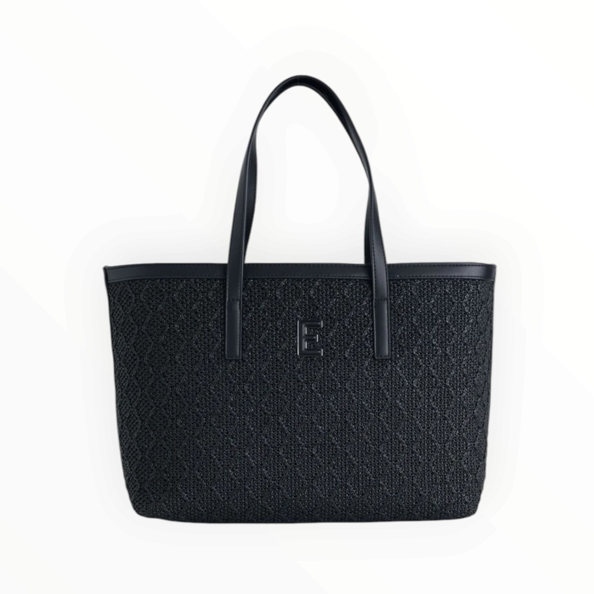 BORSA DONNA “ERMANNO SCERVINO FIRENZE”  TOTE TERRA STRAW NERO