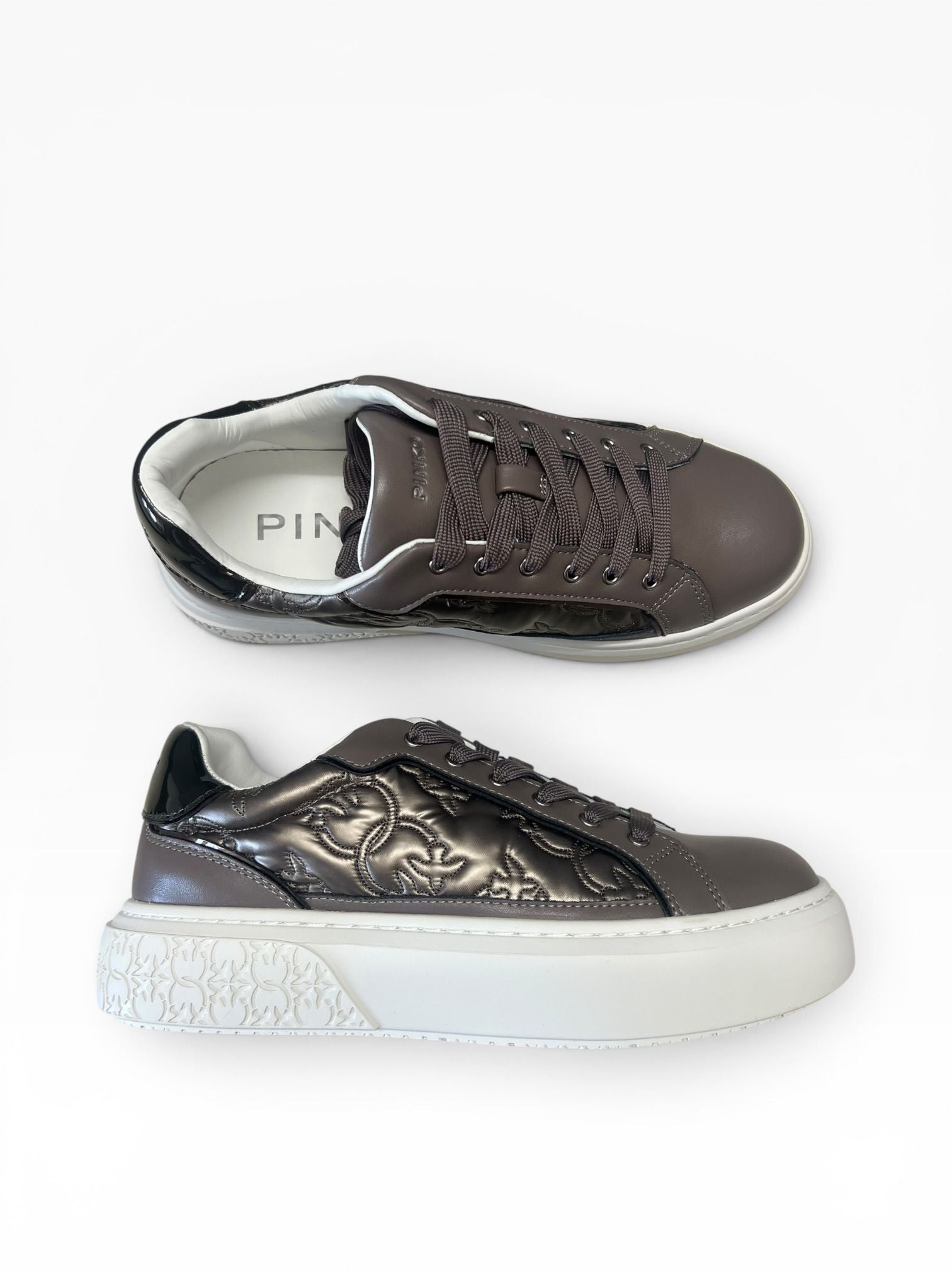 Sneakers Donna “PINKO ” SS0103P100 YOKO 21 NAPPA+ NYLON MONOGRAM MARRONE