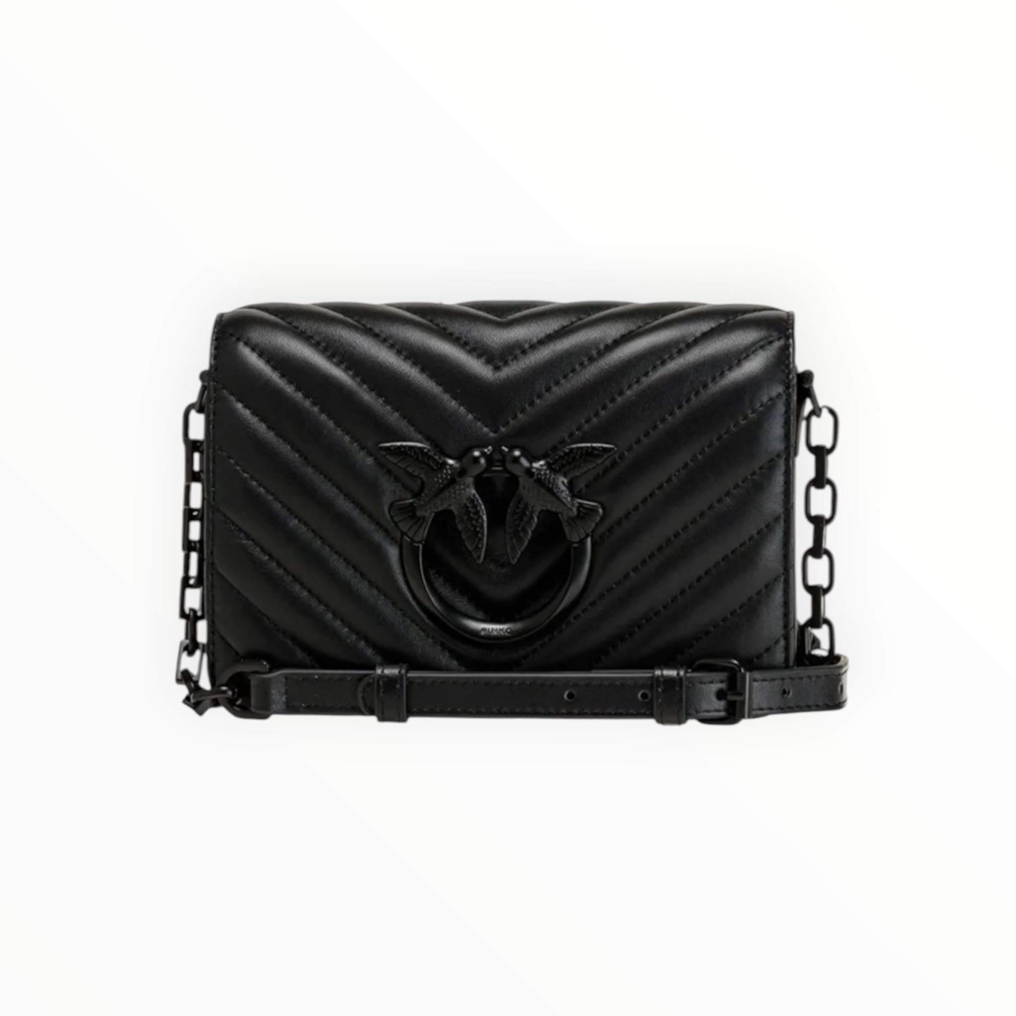 BORSA DONNA “PINKO ”LOVE CLICK MINI A0VM Z99B CHEVRON PELLE NERO