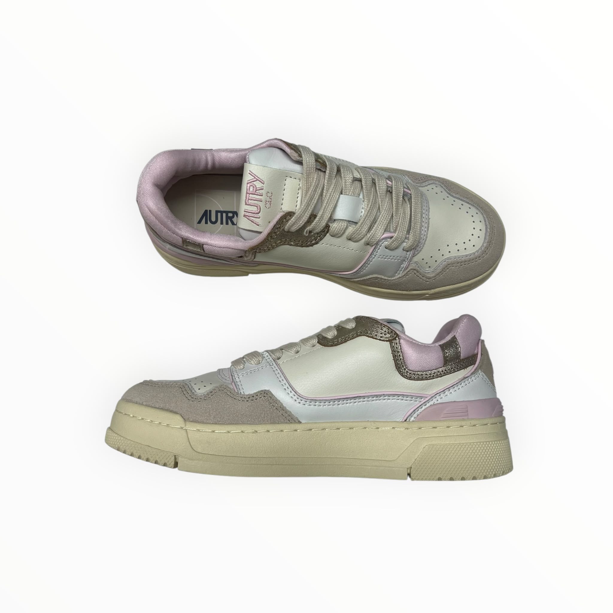 SNEAKERS “AUTRY” CLC ROLW MM42 PELLE BIANCO/ROSA