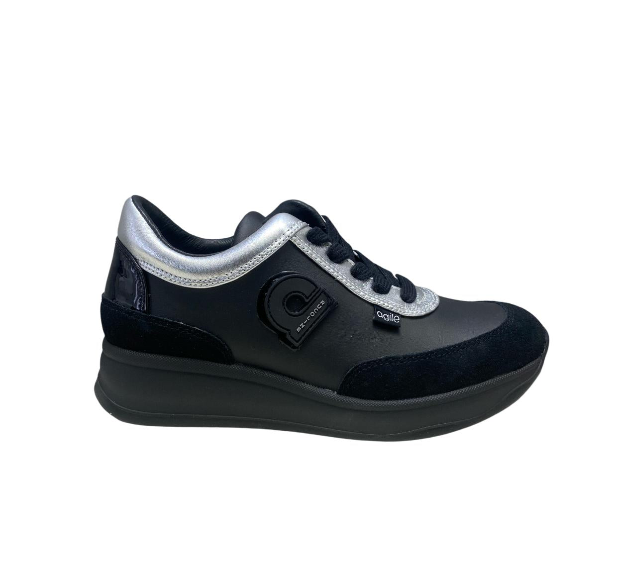 Sneakers Donna "AGILE by Rucoline" Audrey 1304 Bardolino Nero-Argento