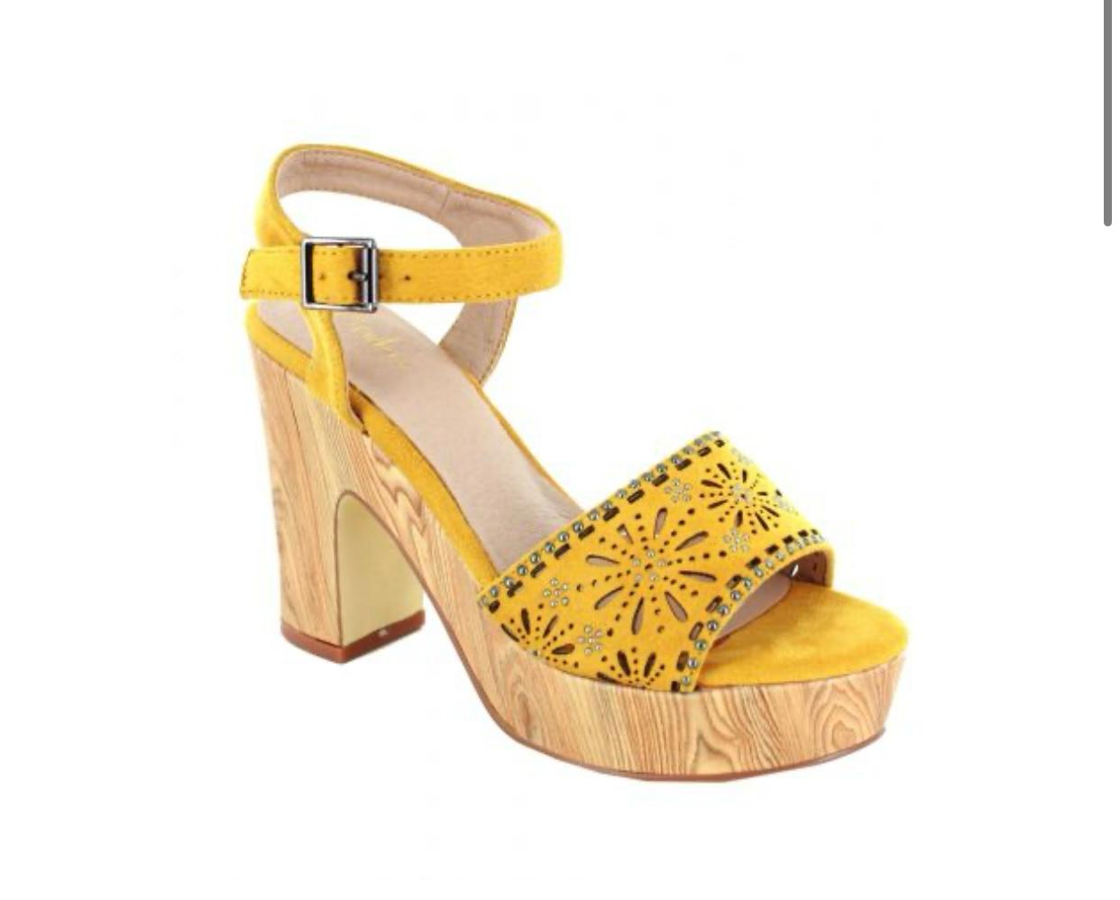 SANDALI TACCO  ZEPPA DONNA “MENBUR” 20491 PRIMAVERA ESTATE 2025 SENAPE