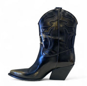 Stivaletti Texani Donna “ELENA IACHI" E2016-TA  Pelle  Nero/Oro