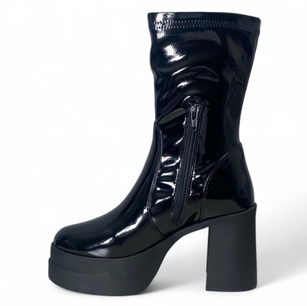 Stivaletti Donna “APEPAZZA" F3PRETTY01/PAT Petra Elasticizzati Vernice Nero