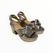 Sandali Tacco Zeppa Donna “BRUNO PREMI” BH2901X Nappa Laminato Platino